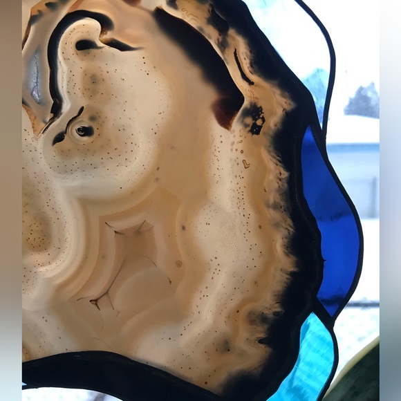 Handcrafted Stained Glass Panel with Agate Geode - Picture 9 of 9